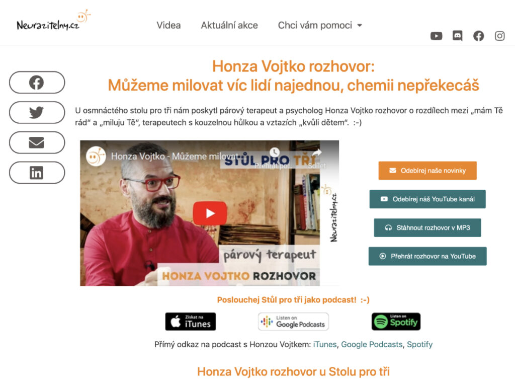 Jan Vojtko: Můžeme milovat víc lidí najednou (videorozhovor)